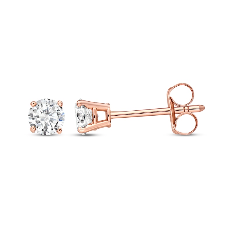 Diamond Solitaire Stud Earrings 3/8 ct tw Round-cut 14K Rose Gold (J/I3)