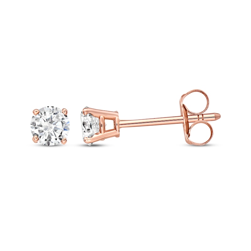 Main Image 3 of Diamond Solitaire Stud Earrings 3/8 ct tw Round-cut 14K Rose Gold (J/I3)