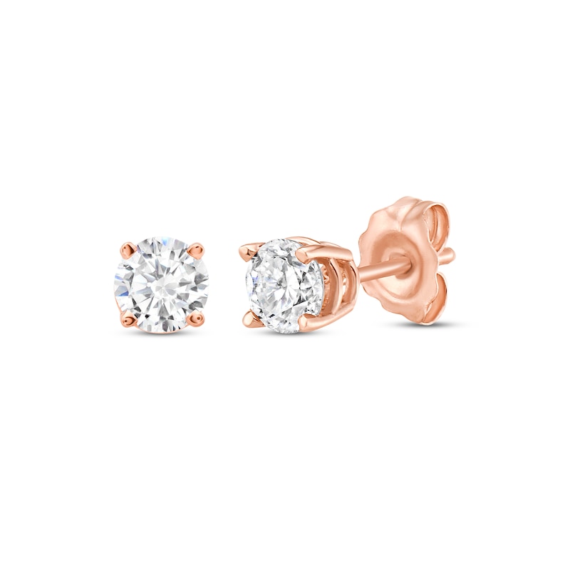 Diamond Solitaire Stud Earrings 5/8 ct tw Round-cut 14K Rose Gold