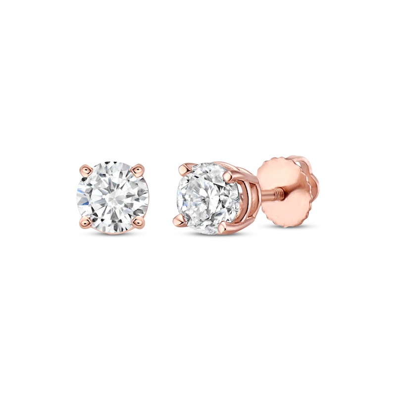 Diamond Solitaire Stud Earrings 1-1/5 ct tw Round-cut 14K Rose Gold (J/I3)