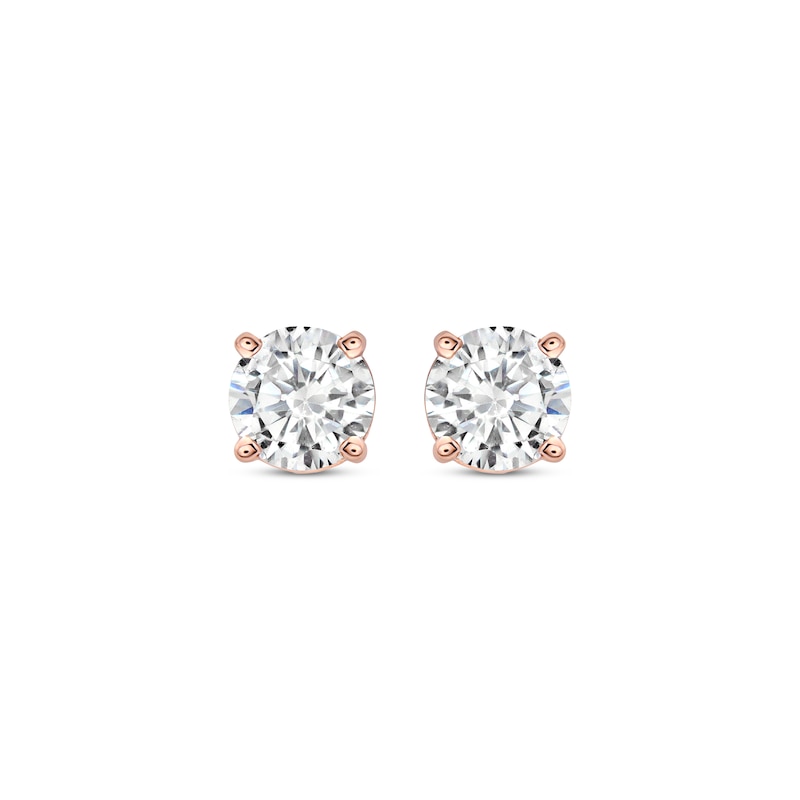 Diamond Solitaire Stud Earrings 1-1/5 ct tw Round-cut 14K Rose Gold (J ...