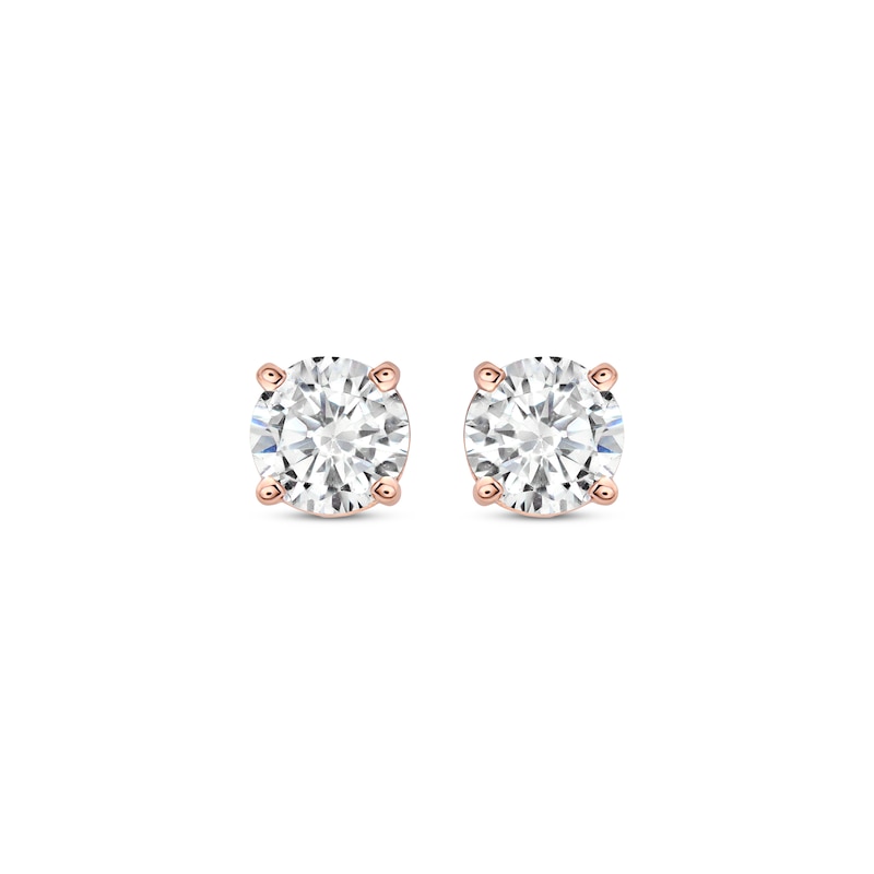 Main Image 2 of Diamond Solitaire Stud Earrings 1-1/5 ct tw Round-cut 14K Rose Gold (J/I3)