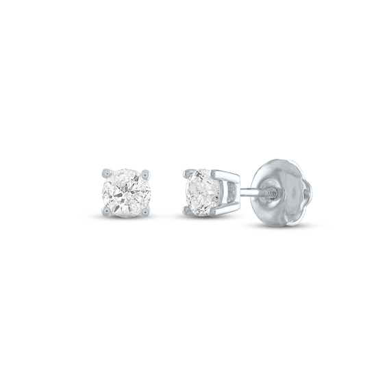 Diamond Solitaire Stud Earrings 1/3 ct tw Round-cut 14K White Gold (J/I3)