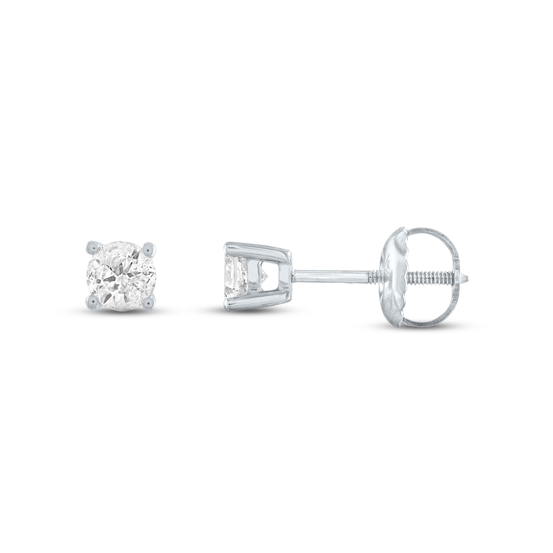 Main Image 2 of Diamond Solitaire Stud Earrings 1/3 ct tw Round-cut 14K White Gold (J/I3)