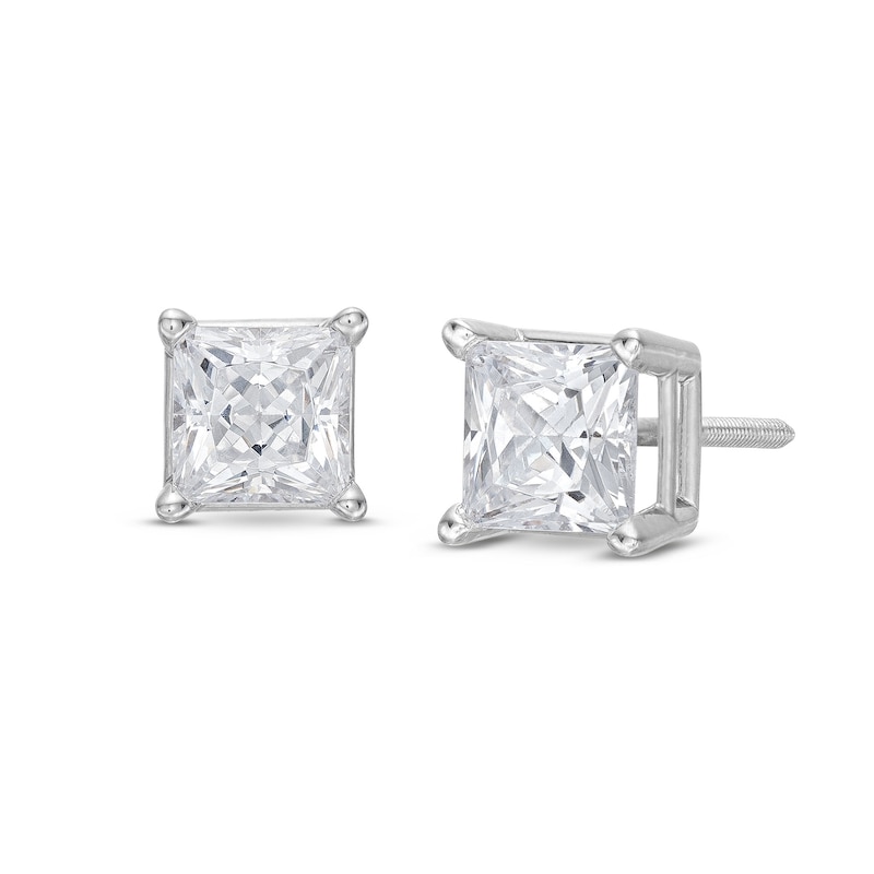 Main Image 1 of KAY Lab-Grown Diamonds Princess-Cut Solitaire Stud Earrings 1-1/2 ct tw 14K White Gold (F/VS2)