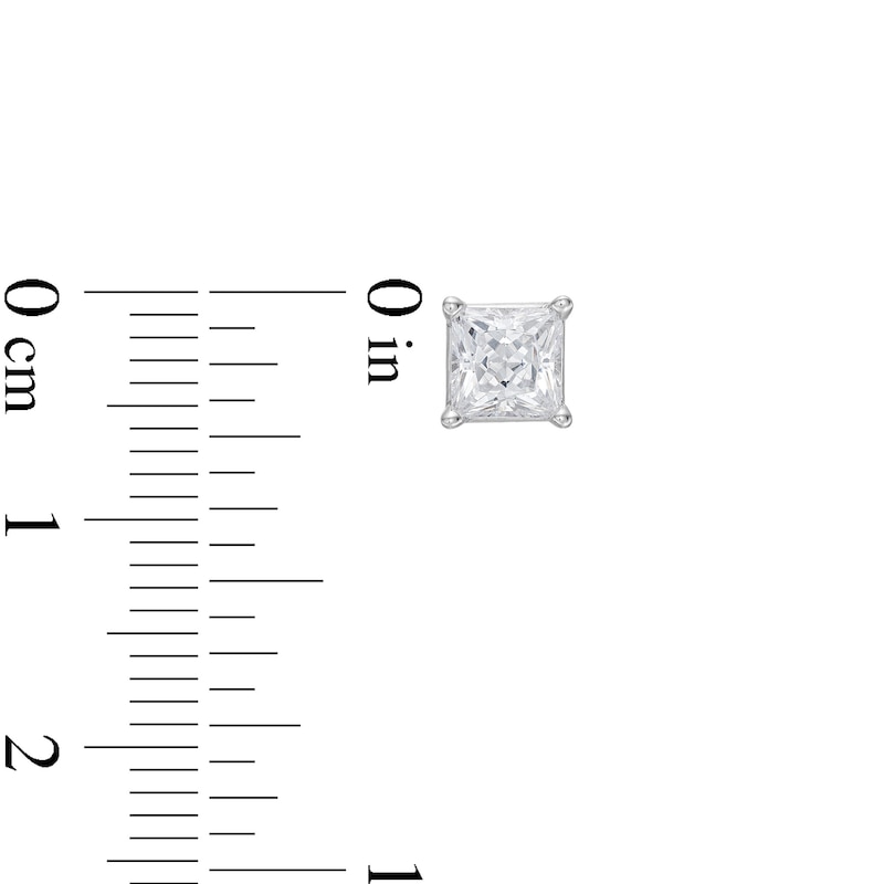 Main Image 3 of KAY Lab-Grown Diamonds Princess-Cut Solitaire Stud Earrings 1-1/2 ct tw 14K White Gold (F/VS2)