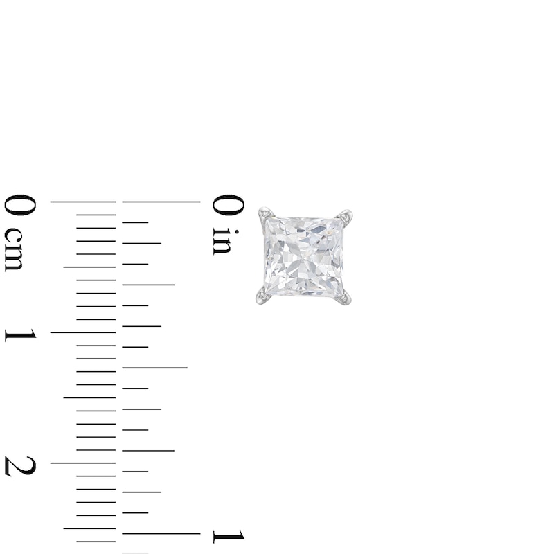 Main Image 3 of KAY Lab-Grown Diamonds Princess-Cut Solitaire Stud Earrings 2 ct tw 14K White Gold (F/VS2)