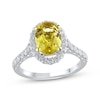 Thumbnail Image 1 of Lab-Grown Diamonds Oval-Cut Yellow & White Halo Engagement Ring 2-3/4 ct tw 14K White Gold