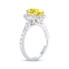 Thumbnail Image 2 of Lab-Grown Diamonds Oval-Cut Yellow & White Halo Engagement Ring 2-3/4 ct tw 14K White Gold