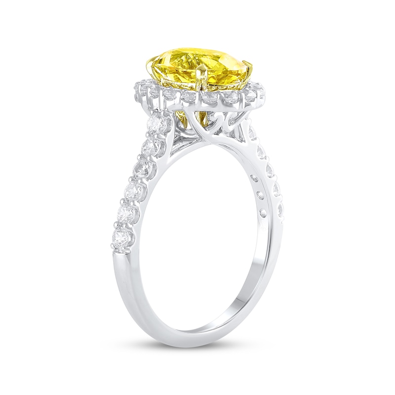 Lab-Created Diamonds by KAY Oval-Cut Yellow & White Halo Engagement Ring 2-3/4 ct tw 14K White Gold