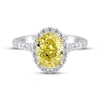 Thumbnail Image 2 of Lab-Created Diamonds by KAY Oval-Cut Yellow & White Halo Engagement Ring 2-3/4 ct tw 14K White Gold