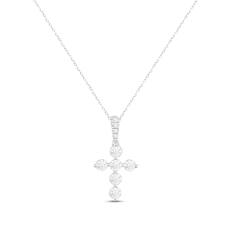 Main Image 1 of KAY Lab-Grown Diamonds Cross Necklace 1 ct tw 14K White Gold 18&quot;
