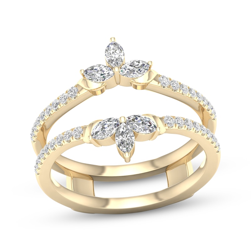 Marquise & Round-Cut Diamond Enhancer Ring 1/2 ct tw 14K Yellow Gold