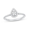 Multi-Diamond Center Pear Frame Promise Ring 1/4 ct tw 10K White Gold