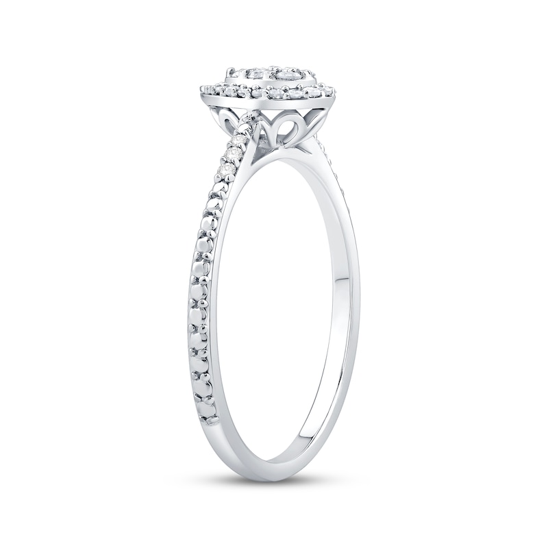 Multi-Diamond Center Pear Frame Promise Ring 1/4 ct tw 10K White Gold