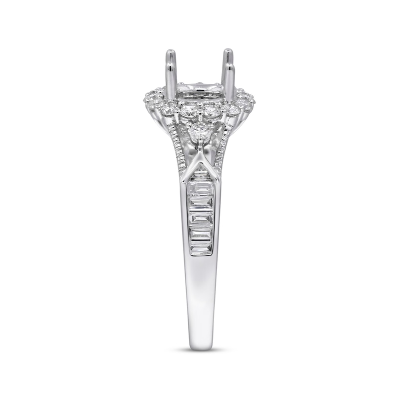 Main Image 2 of Round & Baguette-Cut Diamond Ring Setting 5/8 ct tw 14K White Gold