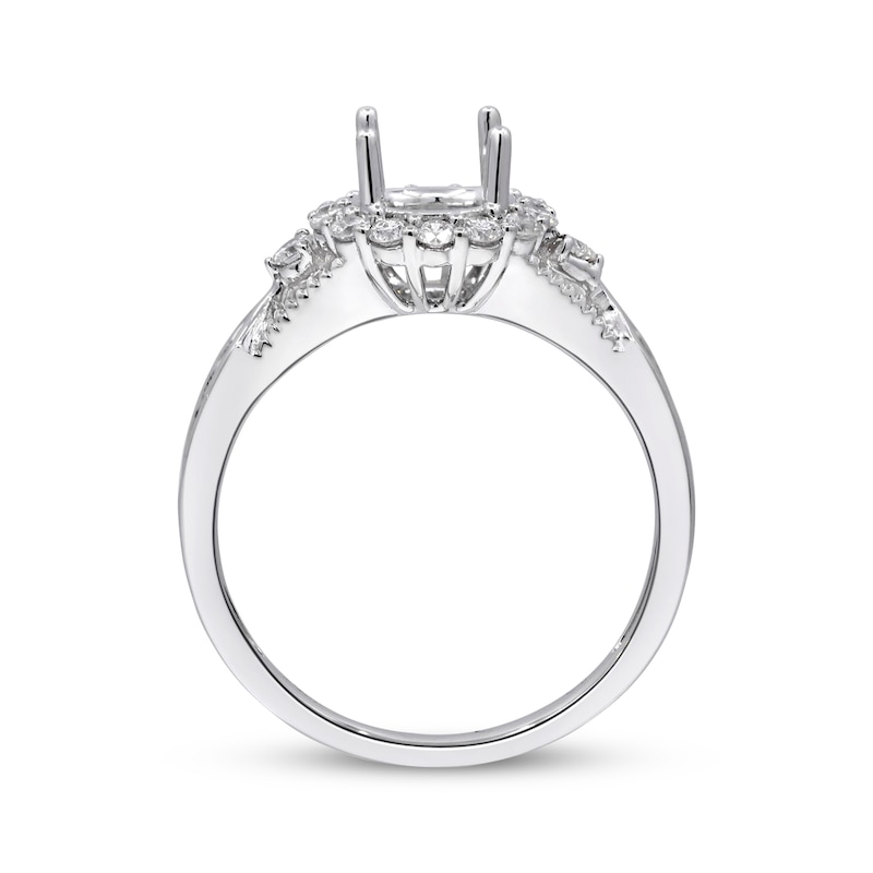 Main Image 3 of Round & Baguette-Cut Diamond Ring Setting 5/8 ct tw 14K White Gold