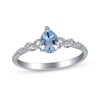 Thumbnail Image 0 of Pear-Shaped Aquamarine & Diamond Accent Ring Sterling Silver