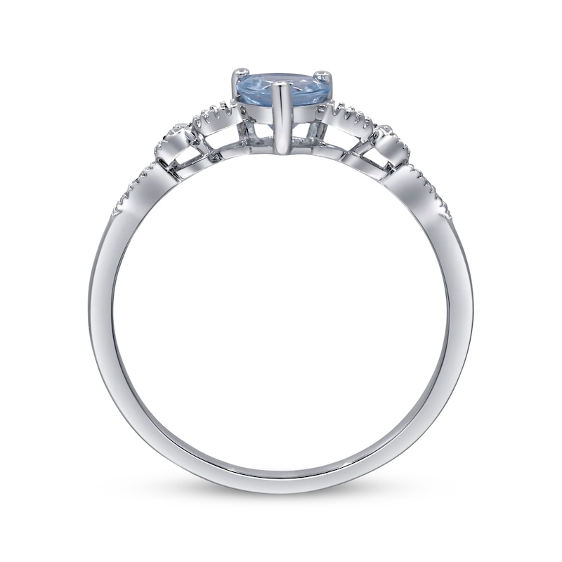 Main Image 2 of Pear-Shaped Aquamarine & Diamond Accent Ring Sterling Silver