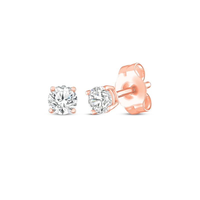 Main Image 1 of Round-Cut Diamond Solitaire Stud Earrings 1/10 ct tw 14K Rose Gold (I/I2)