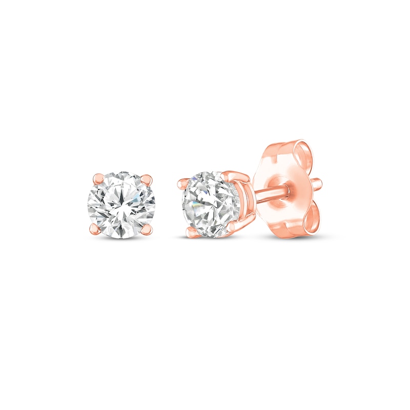 Main Image 1 of Round-Cut Diamond Solitaire Stud Earrings 1/4 ct tw 14K Rose Gold (I/I2)