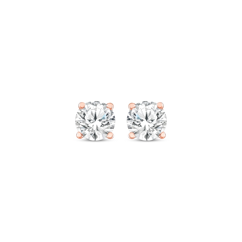 Main Image 2 of Round-Cut Diamond Solitaire Stud Earrings 1/4 ct tw 14K Rose Gold (I/I2)
