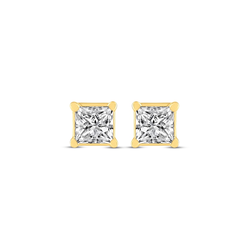 Main Image 2 of Princess-Cut Diamond Solitaire Stud Earrings 1/4 ct tw 14K Yellow Gold (I/I2)