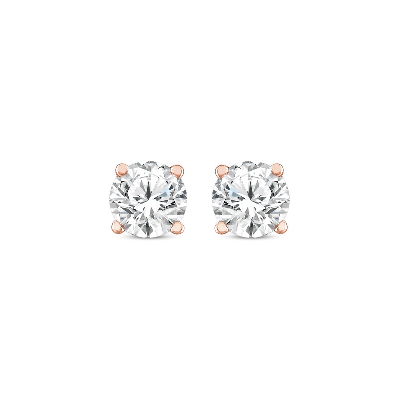 Main Image 2 of Round-Cut Diamond Solitaire Stud Earrings 1/2 ct tw 14K Rose Gold (I/I2)
