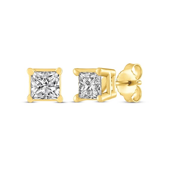 Princess-Cut Diamond Solitaire Stud Earrings 1/2 ct tw 14K Yellow Gold (I/I2)