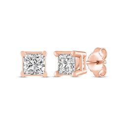 Princess-Cut Diamond Solitaire Stud Earrings 1/2 ct tw 14K Rose Gold (I/I2)