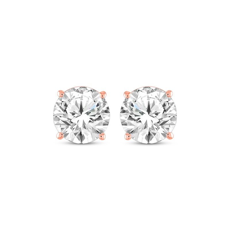 Main Image 2 of Round-Cut Diamond Solitaire Stud Earrings 1 ct tw 14K Rose Gold (I/I2)