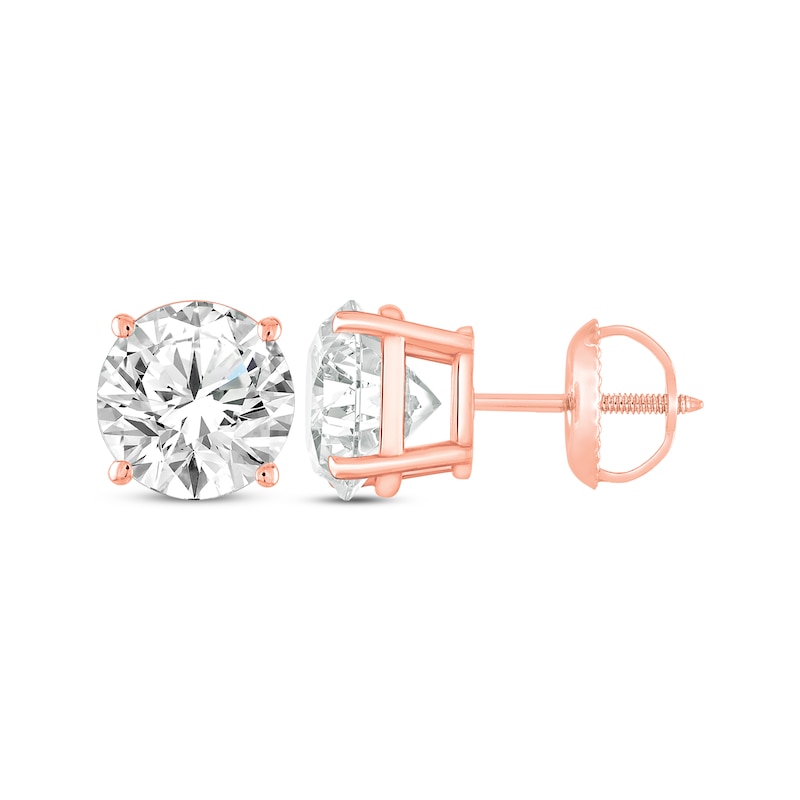 Round Cut 1 Carat Diamond Earrings For Women In 14K Rose Gold