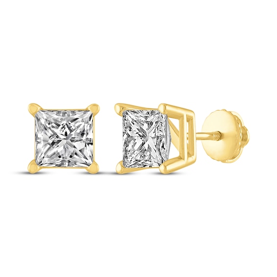 Princess-Cut Diamond Solitaire Stud Earrings 1 ct tw 14K Yellow Gold (I/I2)