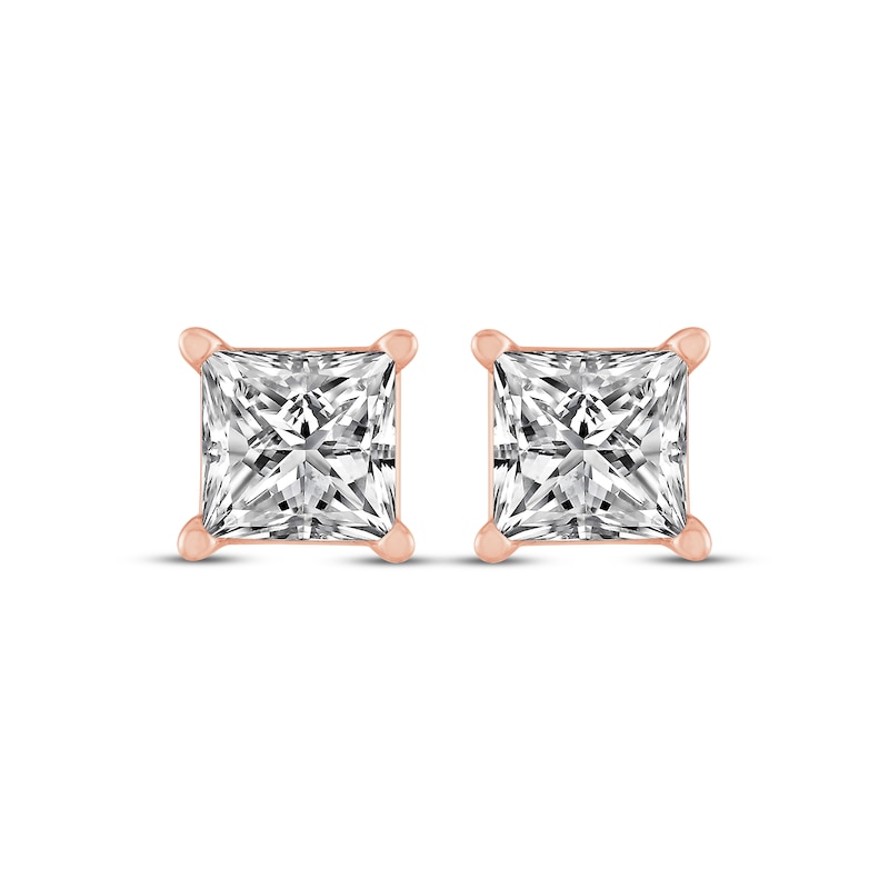 Princess-Cut Diamond Solitaire Stud Earrings 1-1/2 ct tw 14K Rose Gold ...