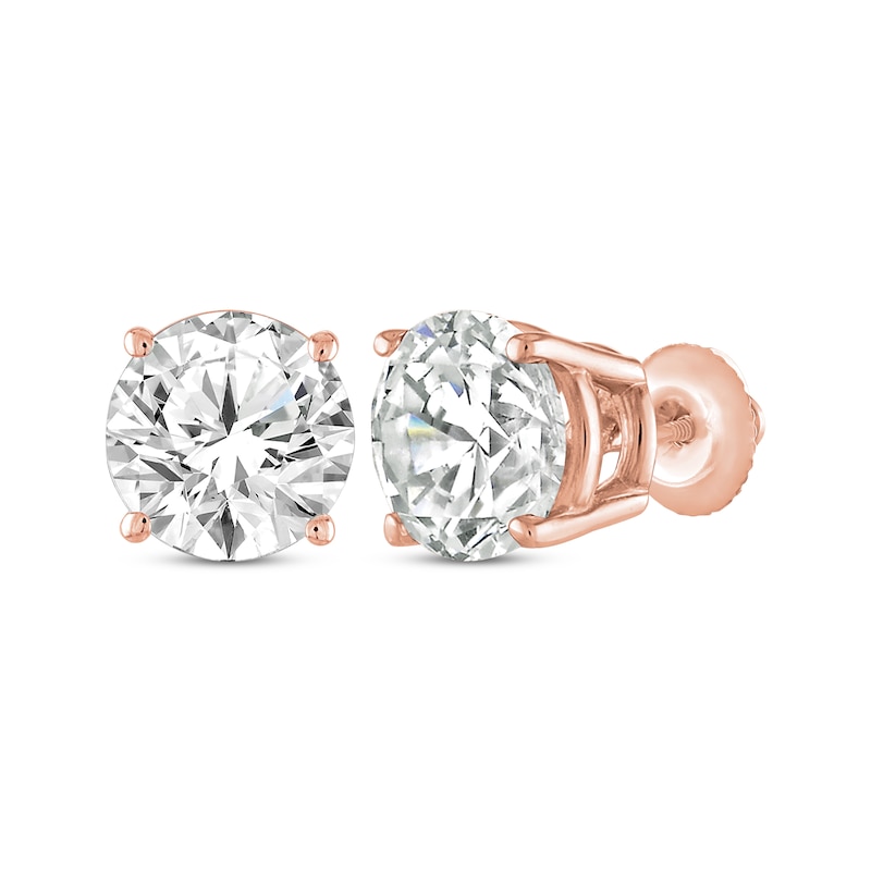 Main Image 1 of Round-Cut Diamond Solitaire Stud Earrings 2 ct tw 14K Rose Gold (I/I2)