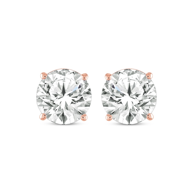Main Image 2 of Round-Cut Diamond Solitaire Stud Earrings 2 ct tw 14K Rose Gold (I/I2)
