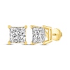 Thumbnail Image 1 of Princess-Cut Diamond Solitaire Stud Earrings 2 ct tw 14K Yellow Gold (I/I2)