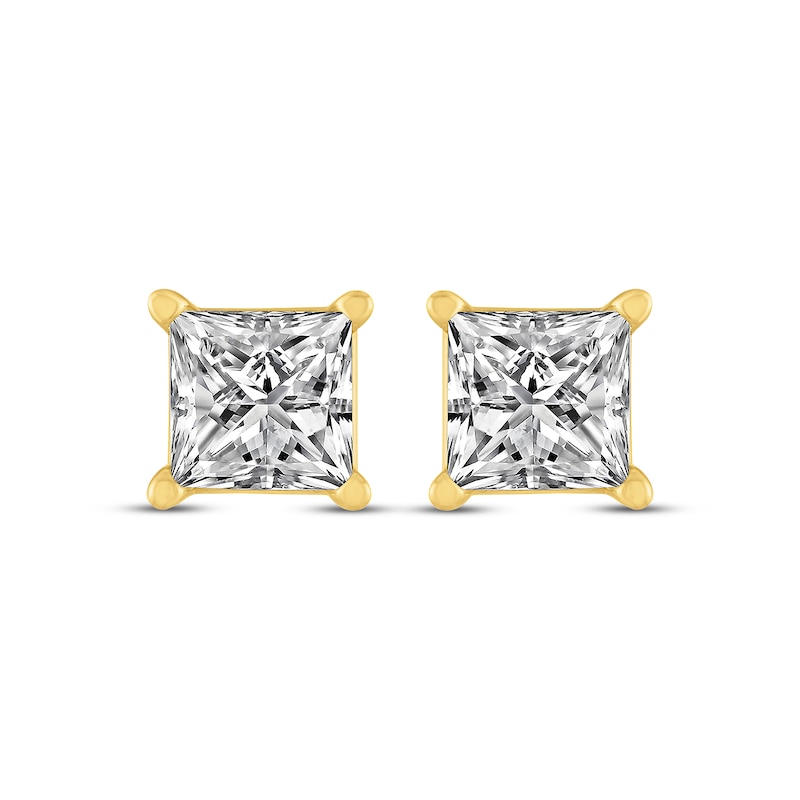 Princess-Cut Diamond Solitaire Stud Earrings 2 ct tw 14K Yellow Gold (I ...