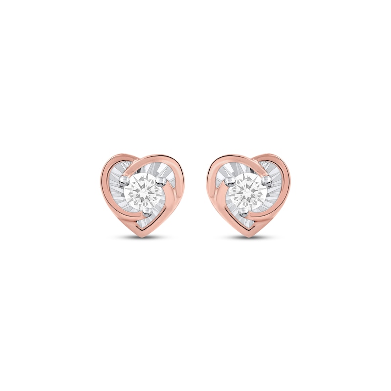 Radiant Reflections Diamond Solitaire Heart Stud Earrings 1/8 ct tw 10K Rose Gold (J/I3)