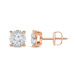 Radiant Reflections Diamond Solitaire Earrings 1 ct tw 10K Rose Gold (J/I3)