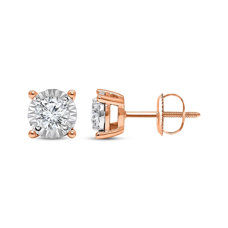 Radiant Reflections Diamond Solitaire Earrings 1 ct tw 10K Rose Gold (J/I3)