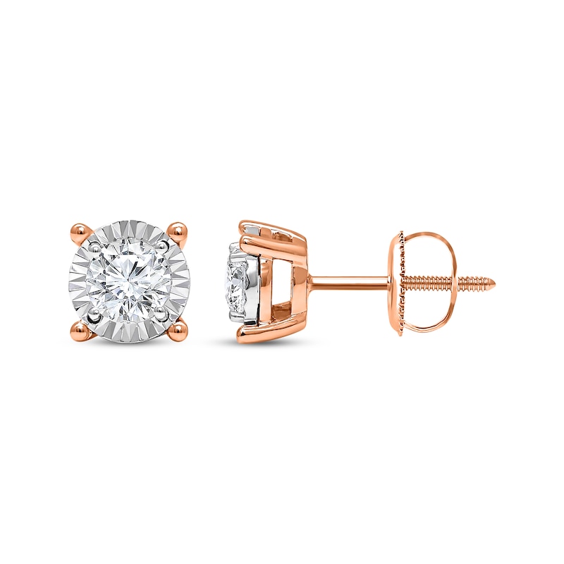 Main Image 1 of Radiant Reflections Diamond Solitaire Earrings 1 ct tw 10K Rose Gold (J/I3)