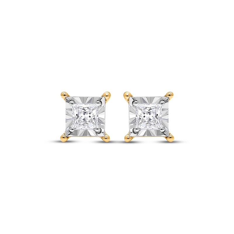 Main Image 2 of Radiant Reflections Princess-Cut Diamond Solitaire Earrings 1/2 ct tw 10K Yellow Gold (J/I3)