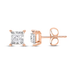 Radiant Reflections Princess-Cut Diamond Solitaire Earrings 1/2 ct tw 10K Rose Gold (J/I3)