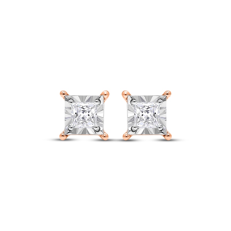 Radiant Reflections Princess-Cut Diamond Solitaire Earrings 1/2 ct tw 10K Rose Gold (J/I3)
