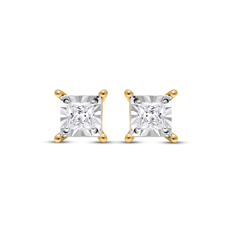 Main Image 2 of Radiant Reflections Princess-Cut Diamond Solitaire Earrings 1 ct tw 10K Yellow Gold (J/I3)