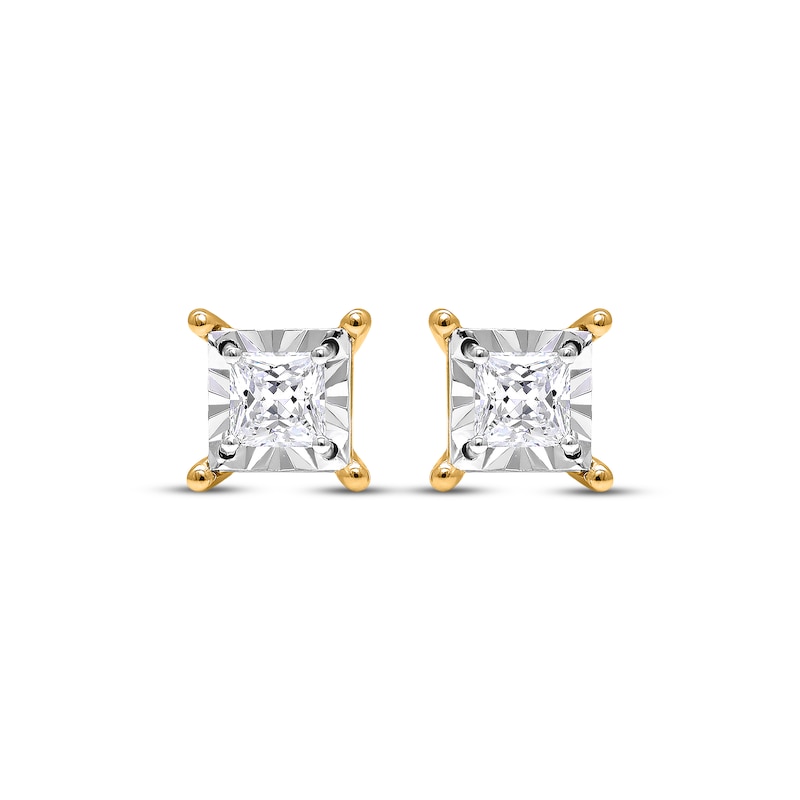 Radiant Reflections Princess-Cut Diamond Solitaire Earrings 1 ct tw 10K Yellow Gold (J/I3)