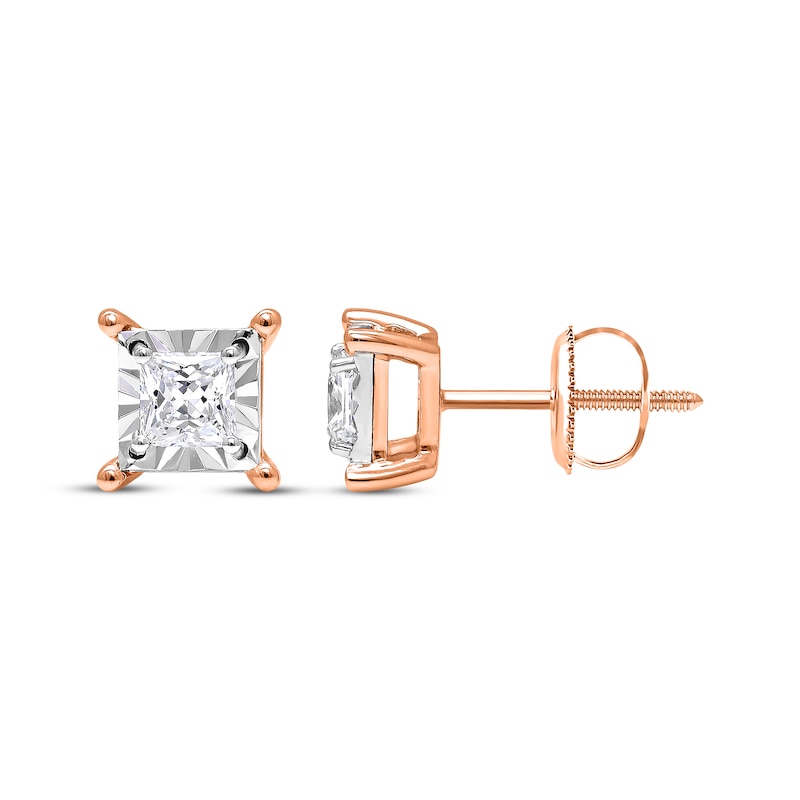 Radiant Reflections Princess-Cut Diamond Solitaire Earrings 1 ct tw 10K Rose Gold (J/I3)