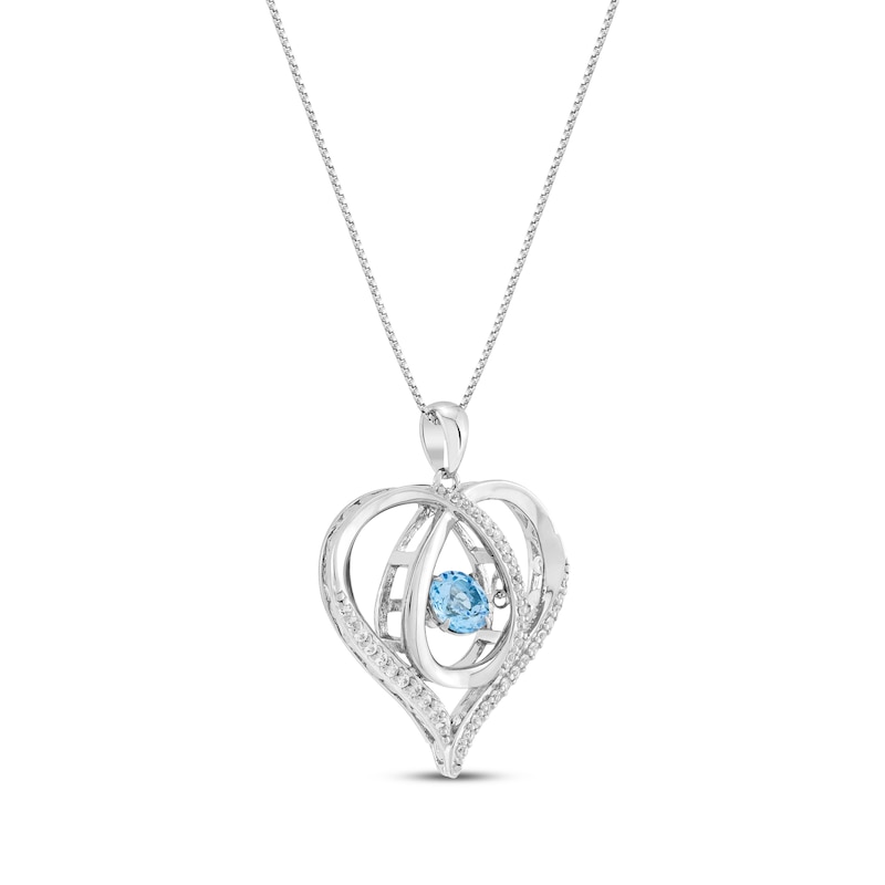Main Image 2 of Unstoppable Love Swiss Blue Topaz & White Lab-Created Sapphire Heart Necklace Sterling Silver 18&quot;