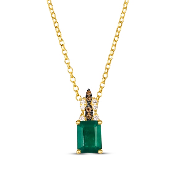 Le Vian Venetian Mosaic Emerald Necklace 1/15 ct tw Diamonds 14K Honey Gold 19"